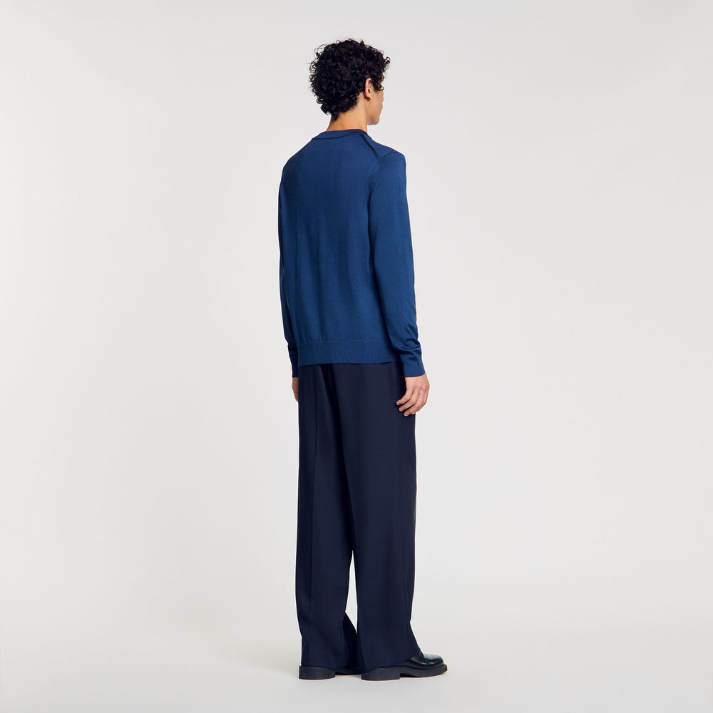 Fine knit sweater Royal Blue Sandro Men