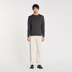 Fine knit sweater Dark Kaki. Sandro Men