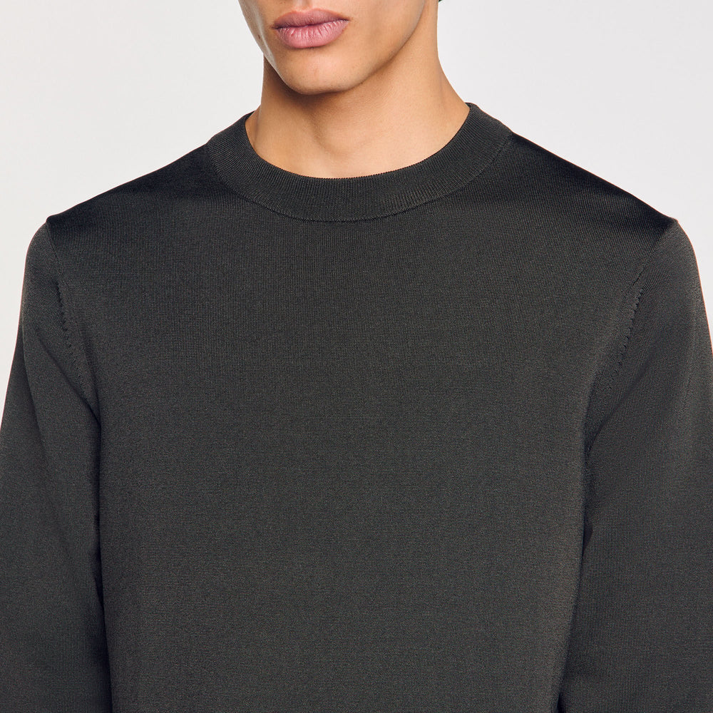 Fine knit sweater Dark Kaki. Sandro Men