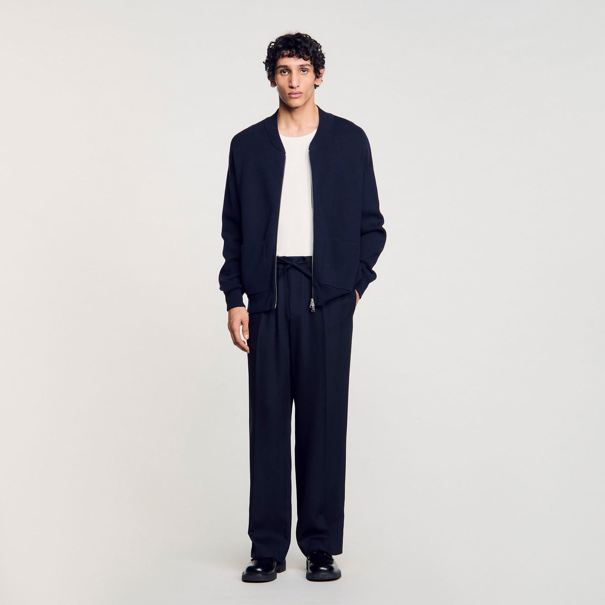 Knit jacket Navy Blue Sandro Men
