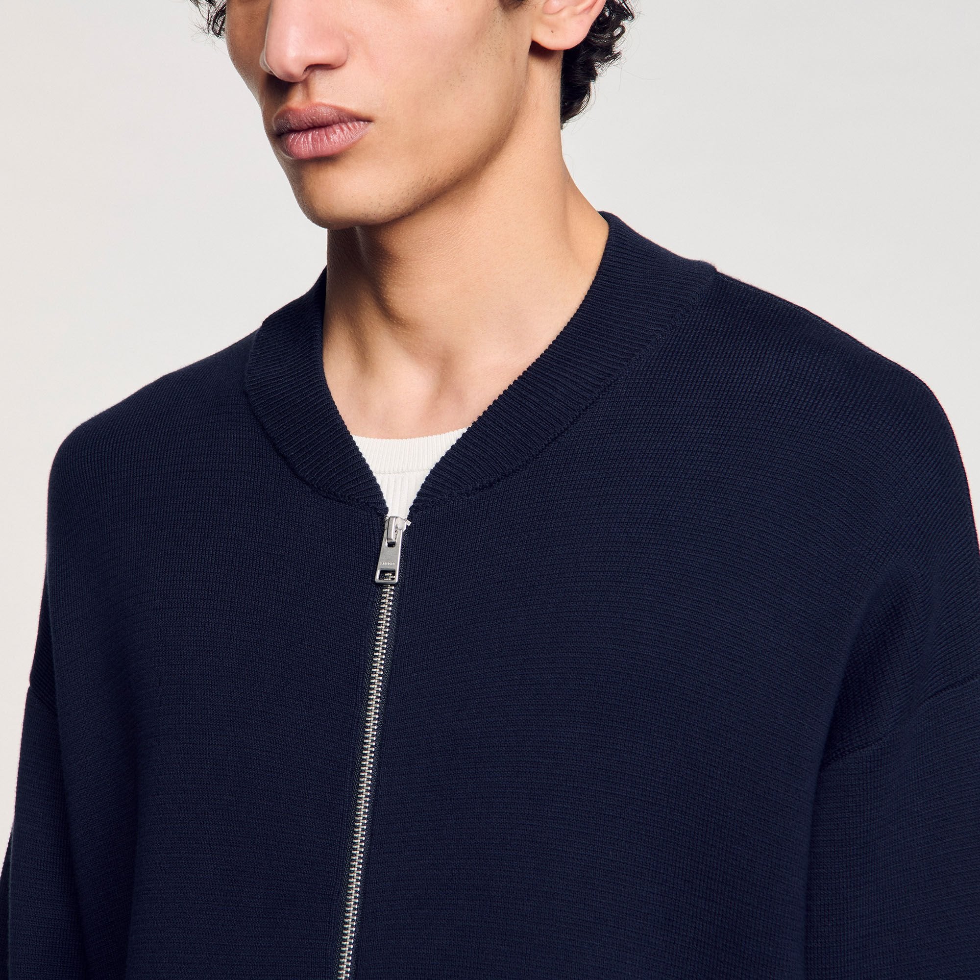 Knit jacket Navy Blue Sandro Men
