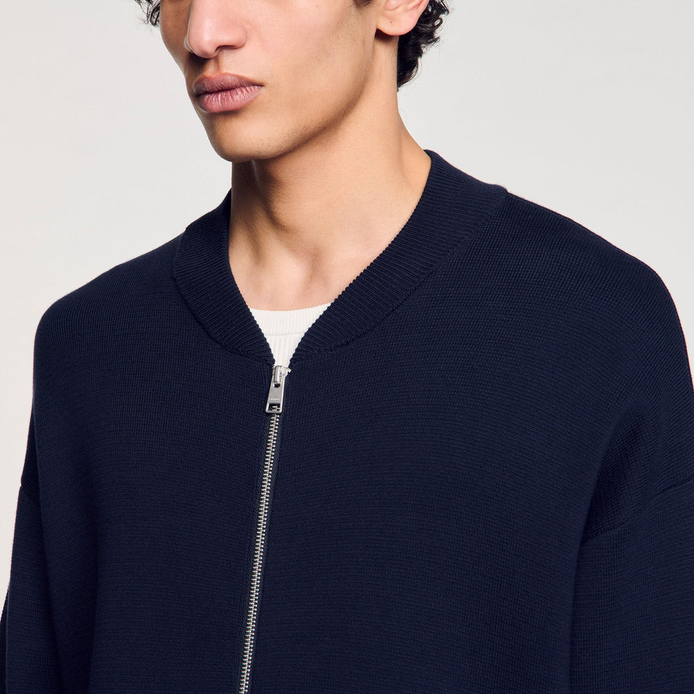 Knit jacket Navy Blue Sandro Men