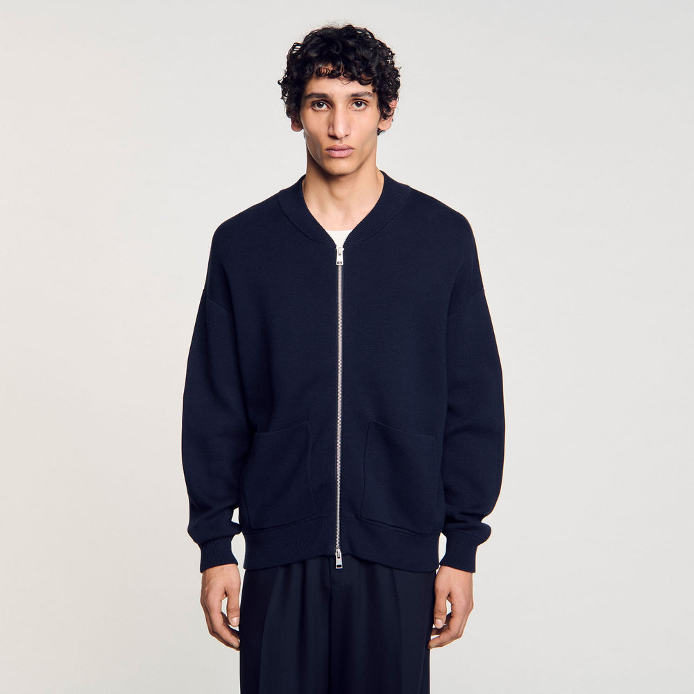 Knit jacket Navy Blue Sandro Men