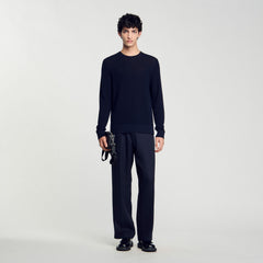 Textured knit sweater Navy Blue Sandro Men