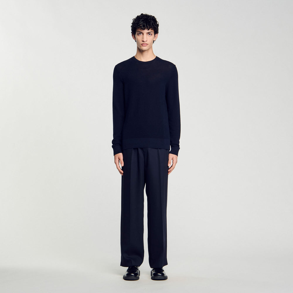 Textured knit sweater Navy Blue Sandro Men