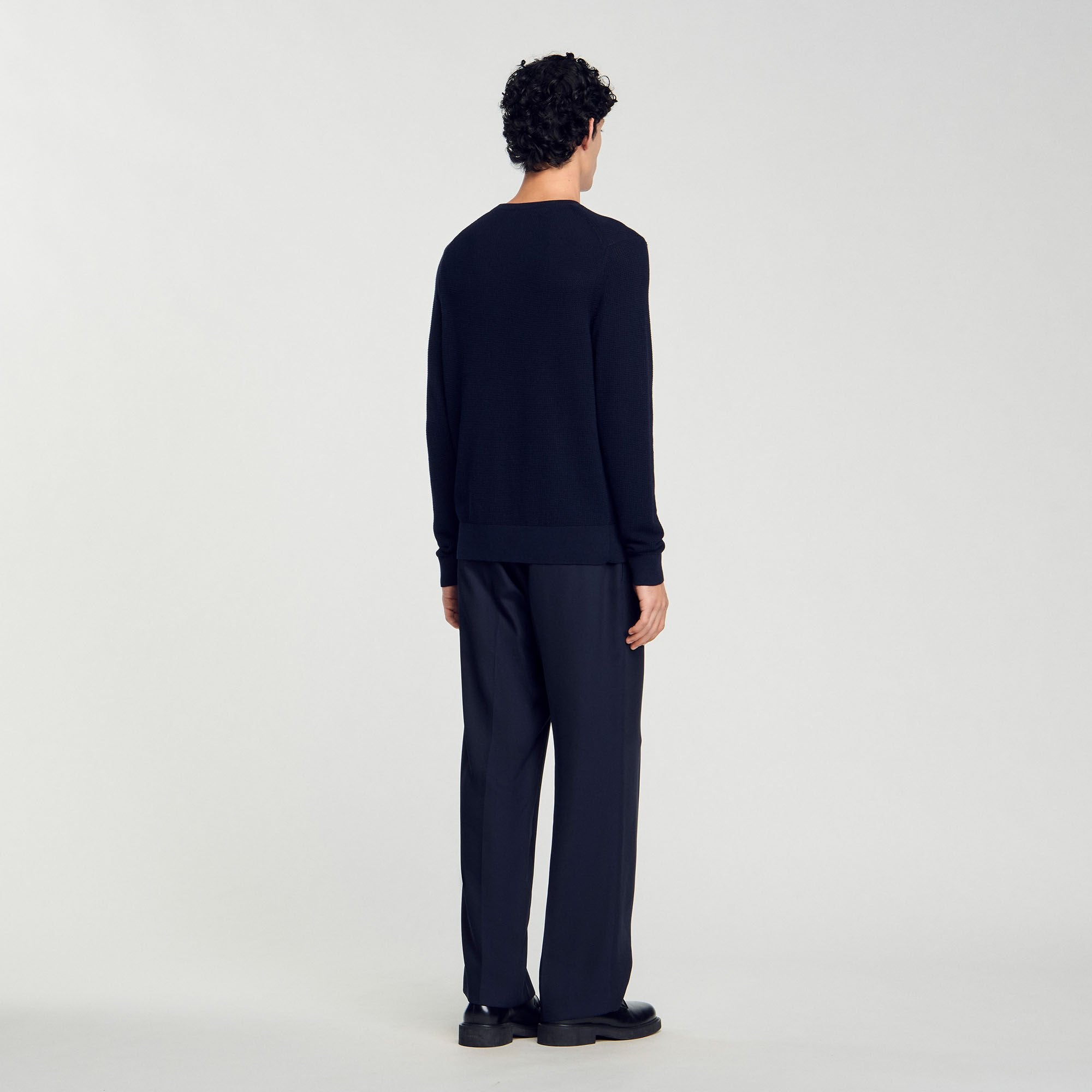 Textured knit sweater Navy Blue Sandro Men