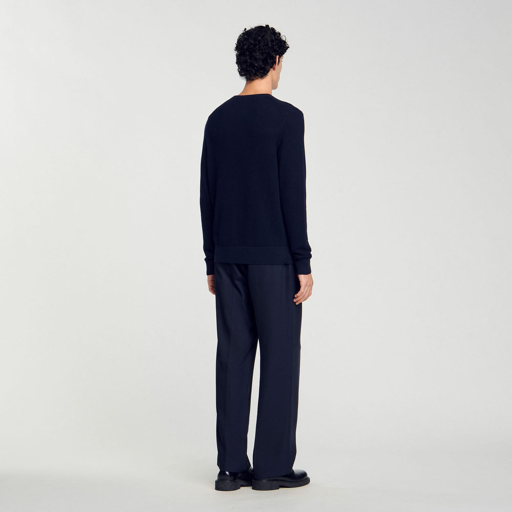 Textured knit sweater Navy Blue Sandro Men