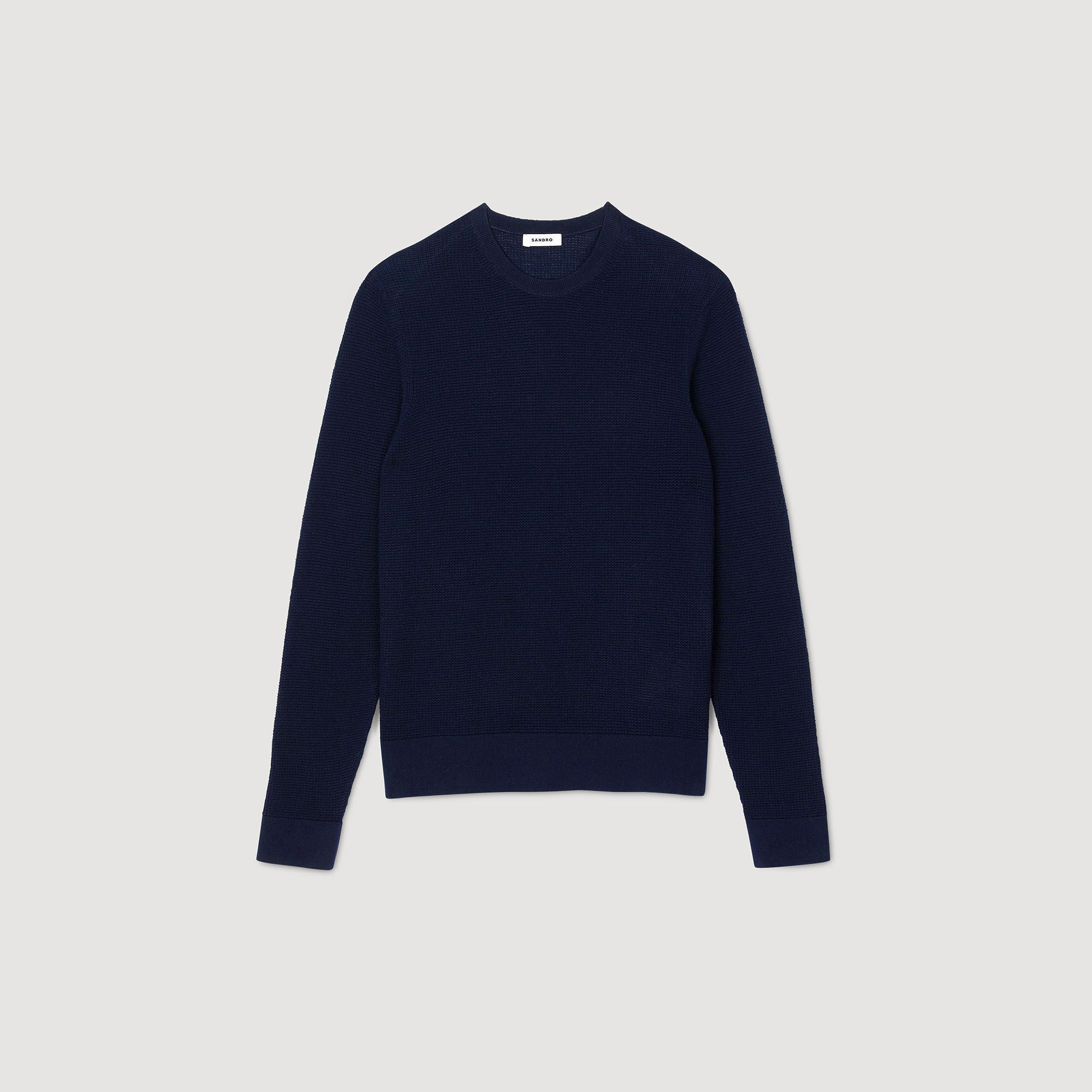 Textured knit sweater Navy Blue Sandro Men