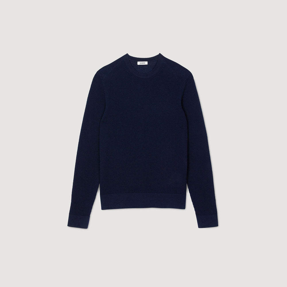 Textured knit sweater Navy Blue Sandro Men