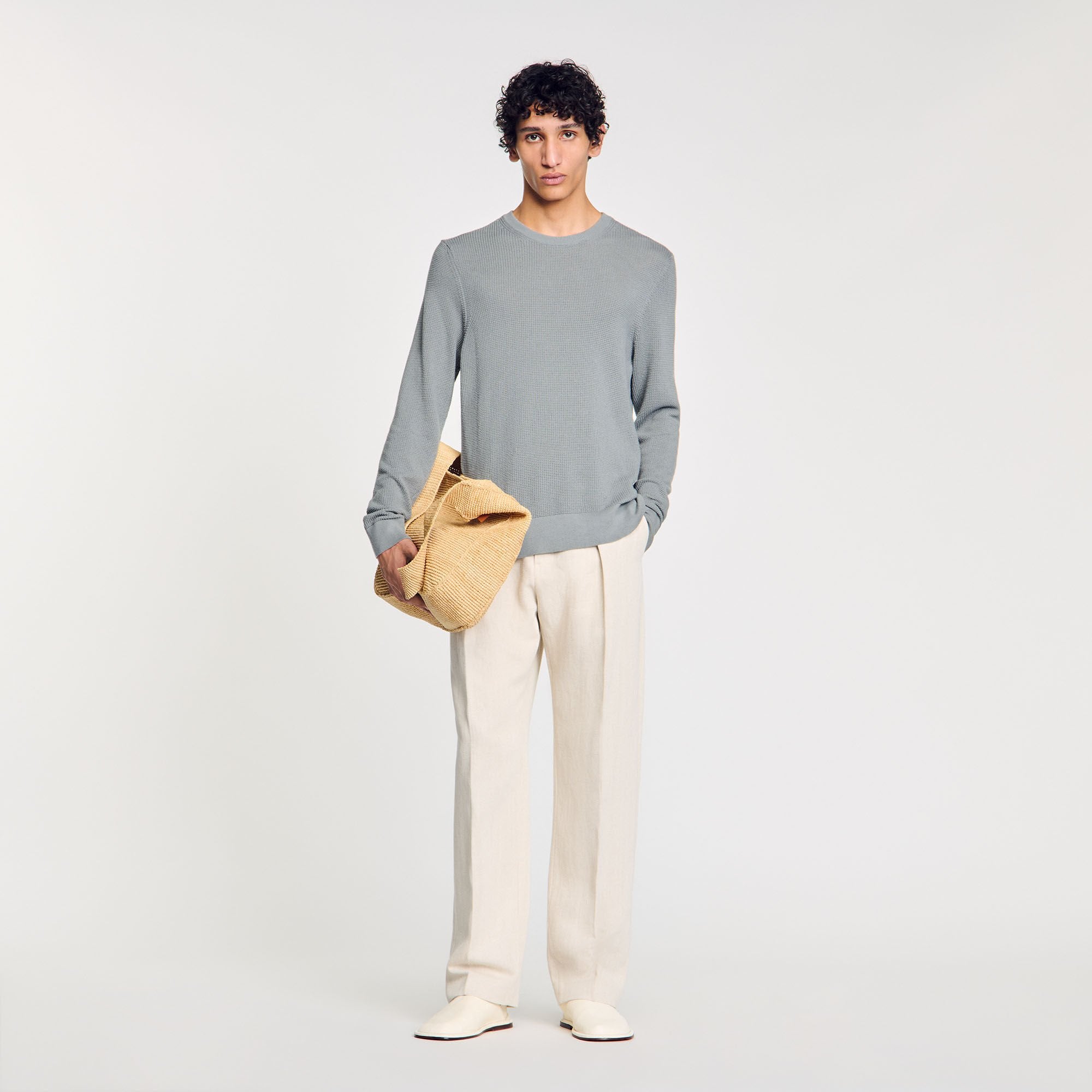 Textured knit sweater Lime Sandro Men