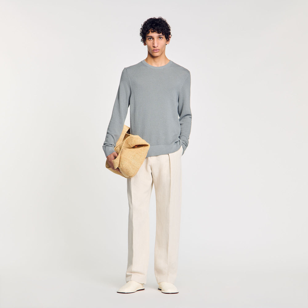 Textured knit sweater Lime Sandro Men