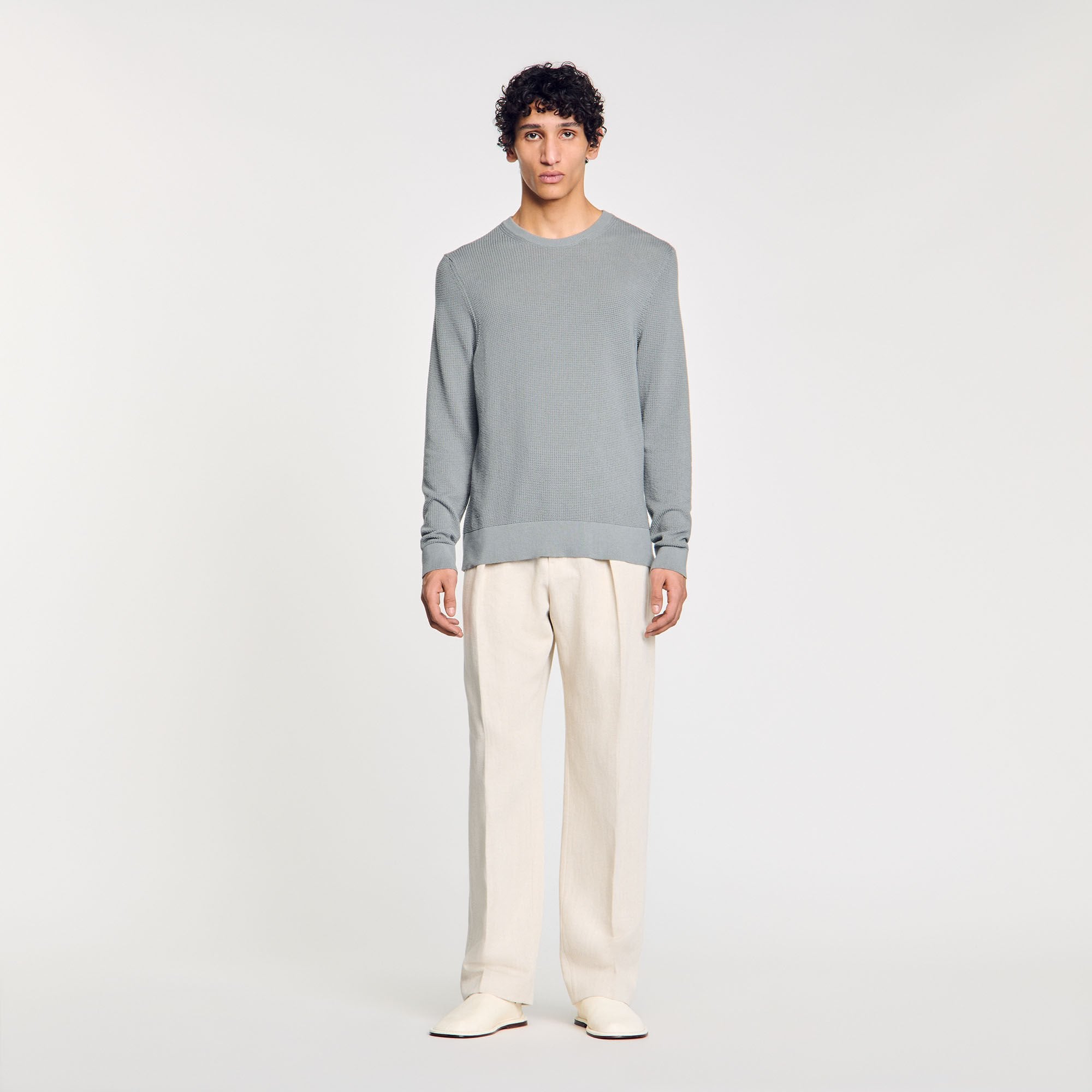 Textured knit sweater Lime Sandro Men