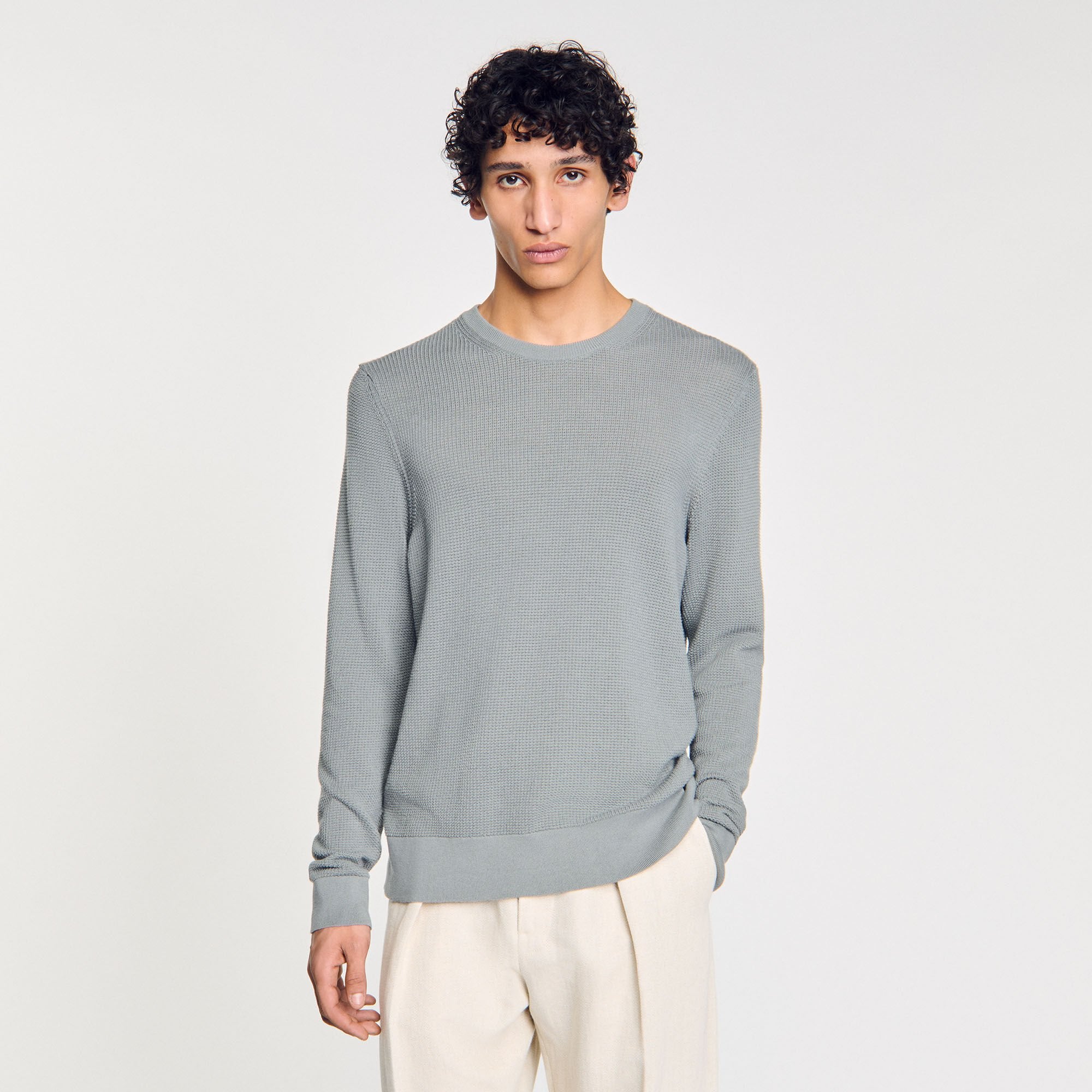 Textured knit sweater Lime Sandro Men