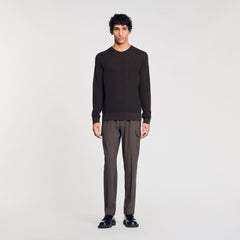 Textured knit sweater Dark Kaki. Sandro Men