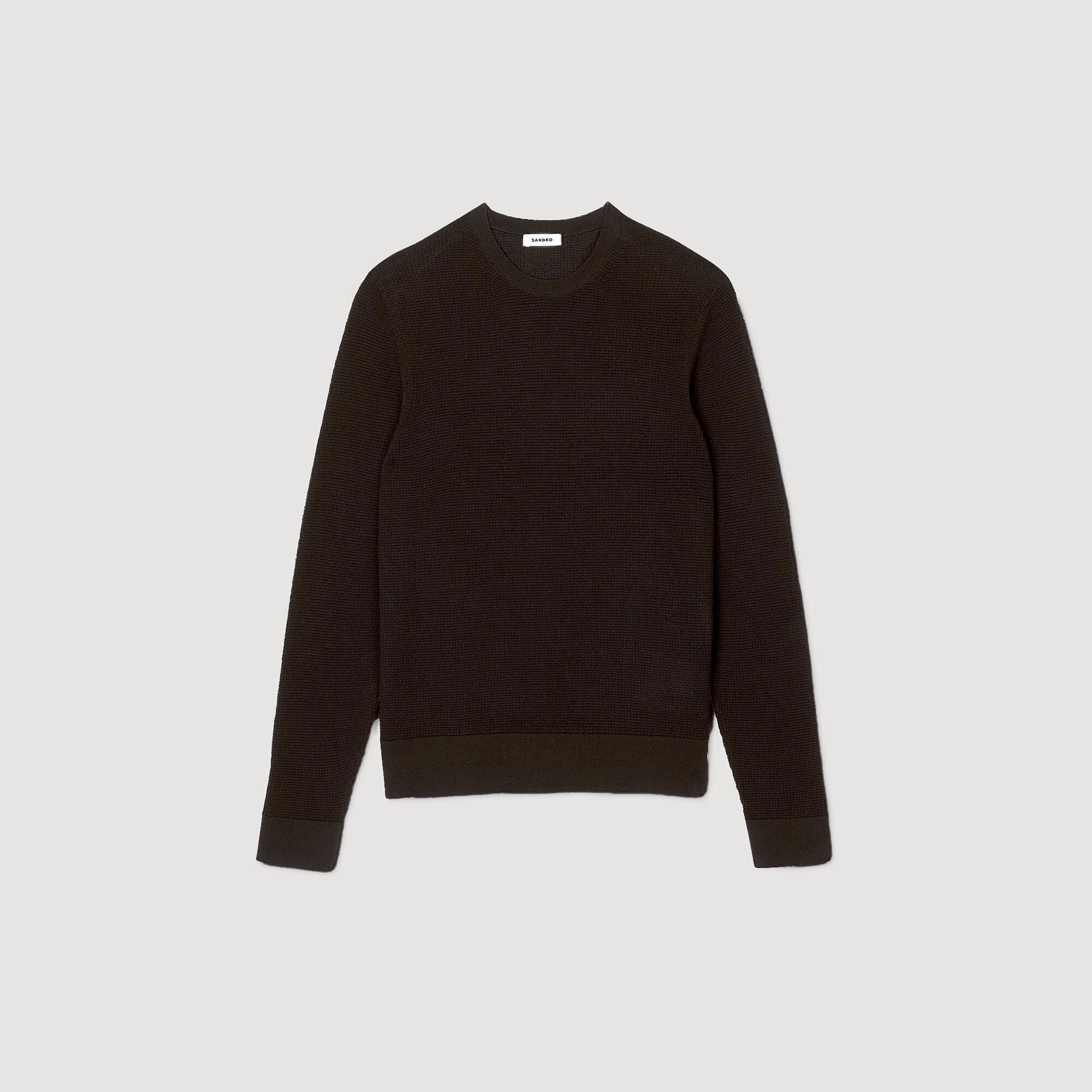 Textured knit sweater Dark Kaki. Sandro Men