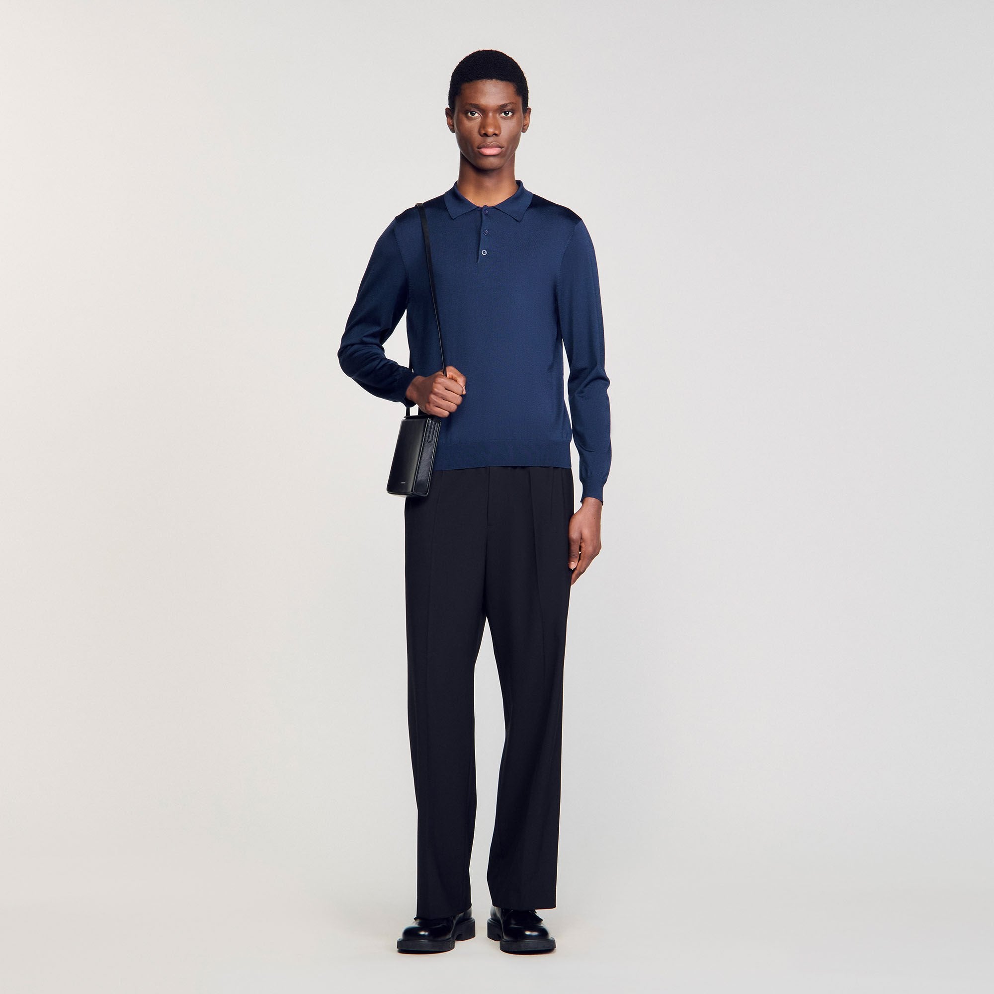 Ribbed polo shirt Royal Blue Sandro Men