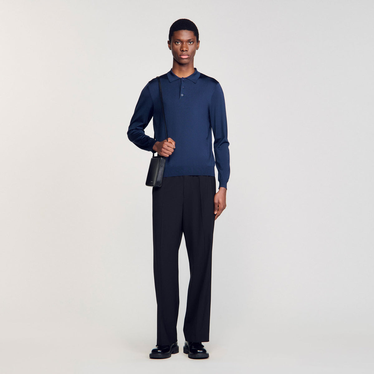 Ribbed polo shirt Royal Blue Sandro Men