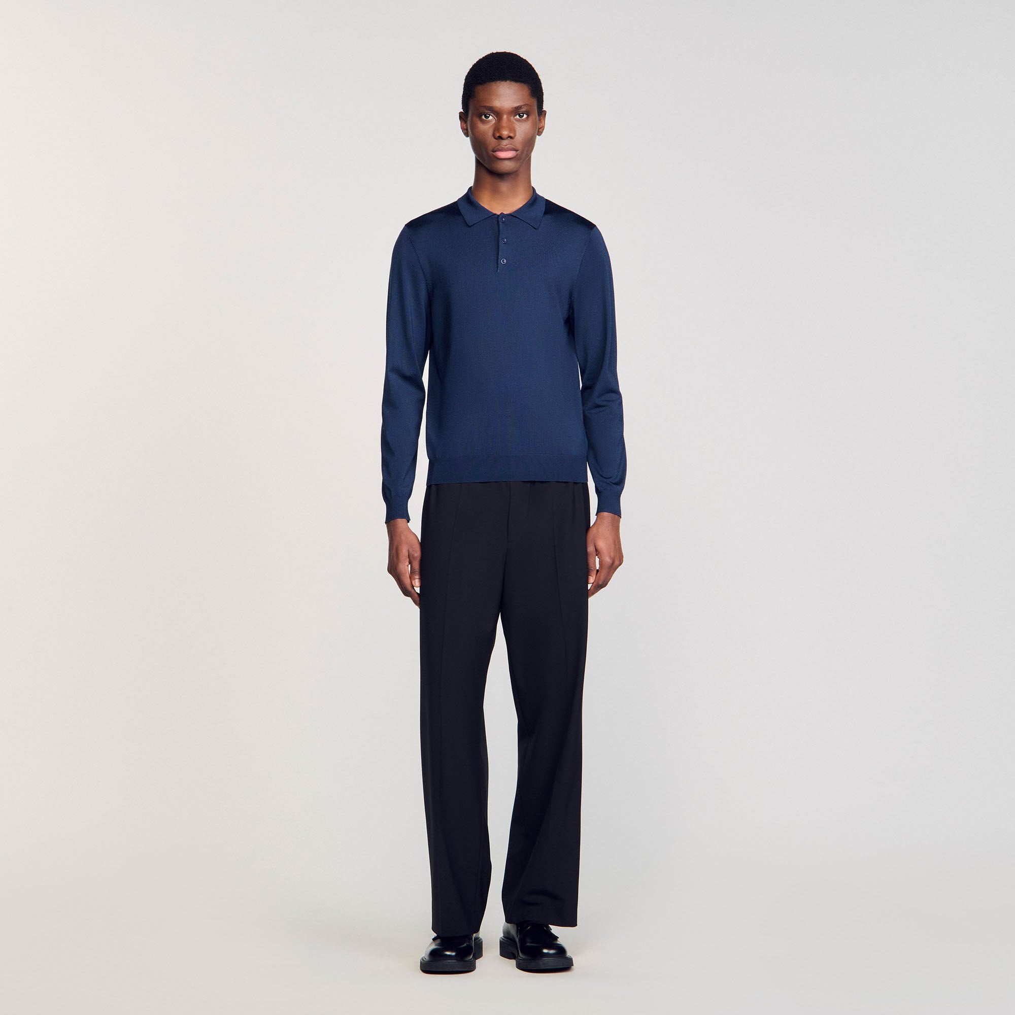 Ribbed polo shirt Royal Blue Sandro Men