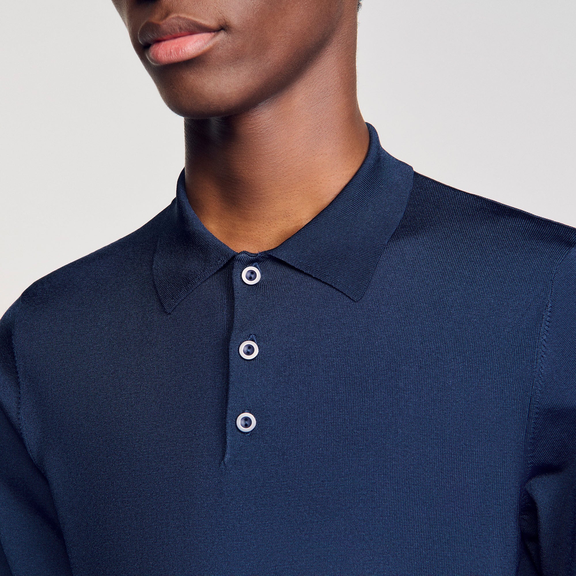 Ribbed polo shirt Royal Blue Sandro Men