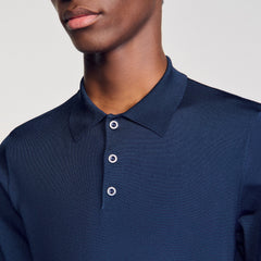 Ribbed polo shirt Royal Blue Sandro Men