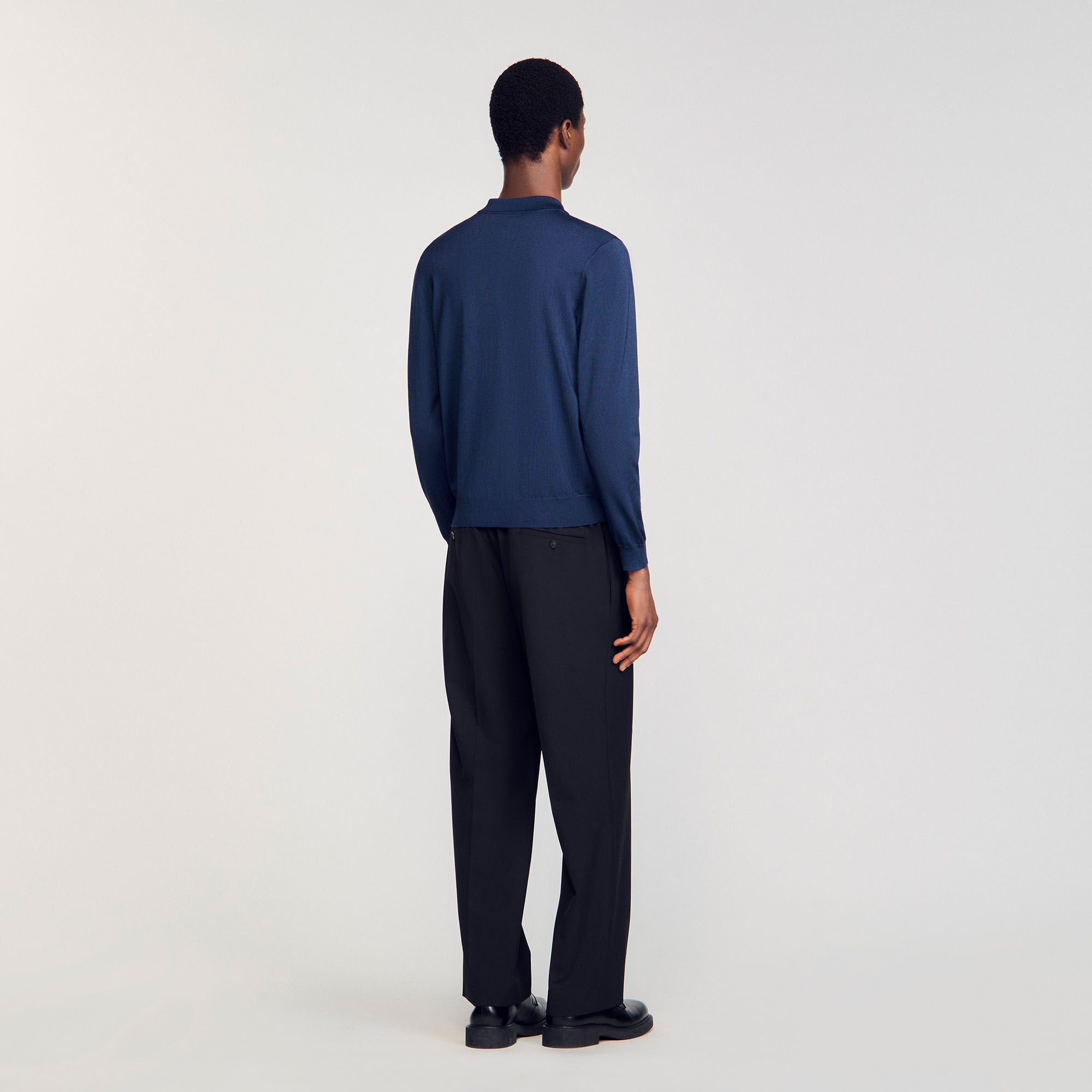 Ribbed polo shirt Royal Blue Sandro Men