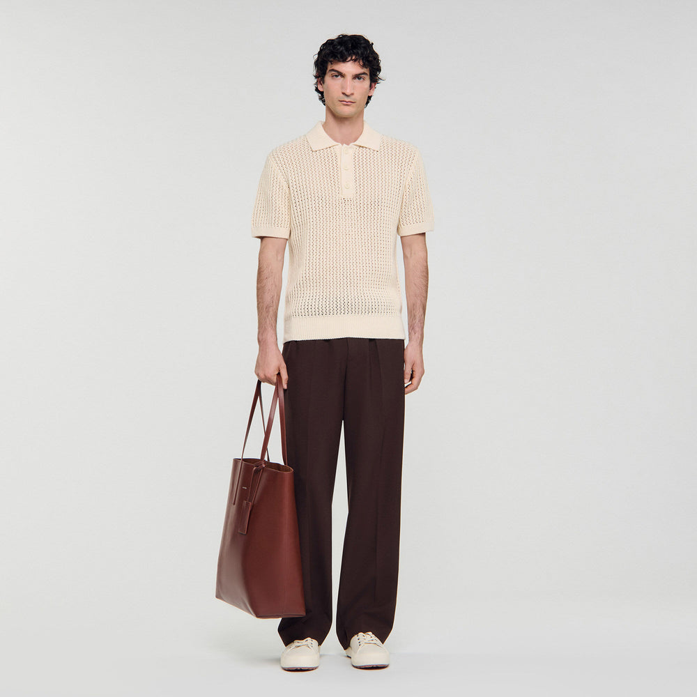 Cotton shirt with polo collar Butter Cream Sandro Men