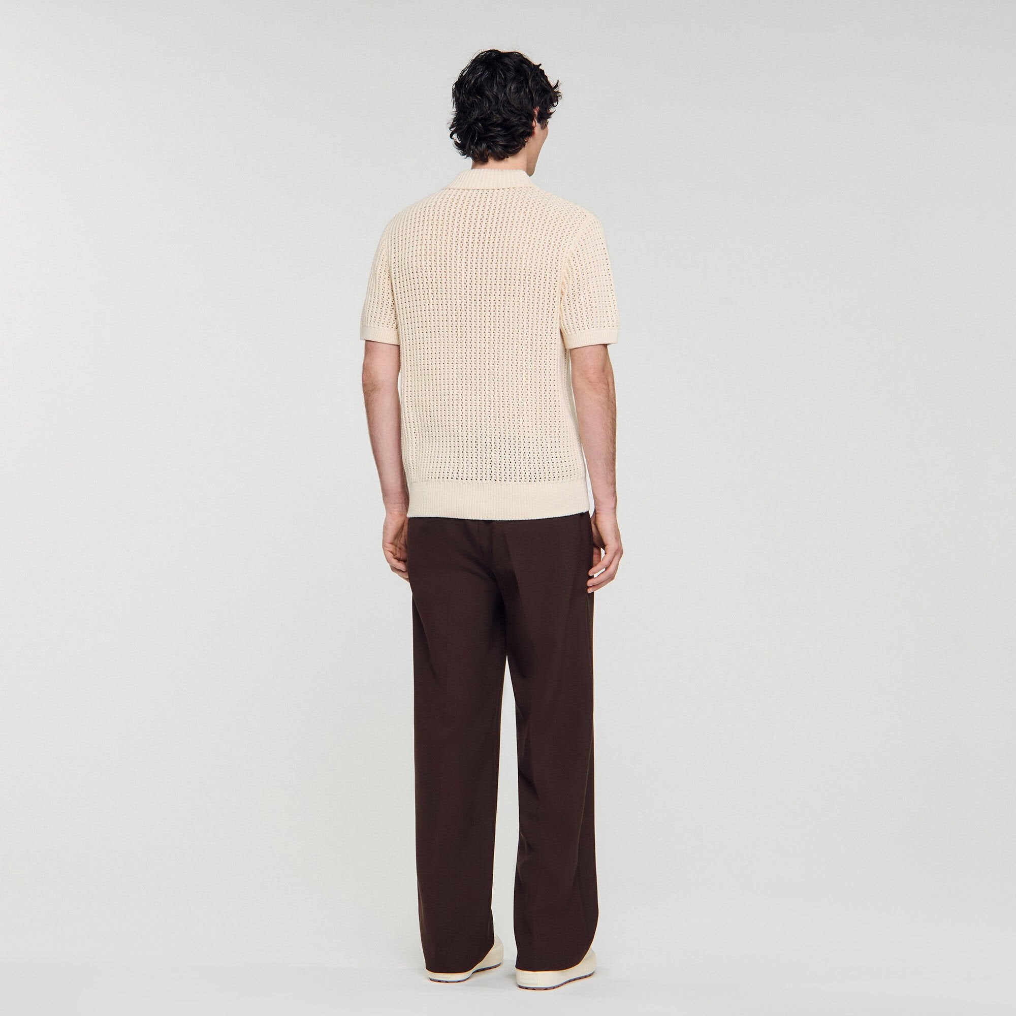 Cotton shirt with polo collar Butter Cream Sandro Men