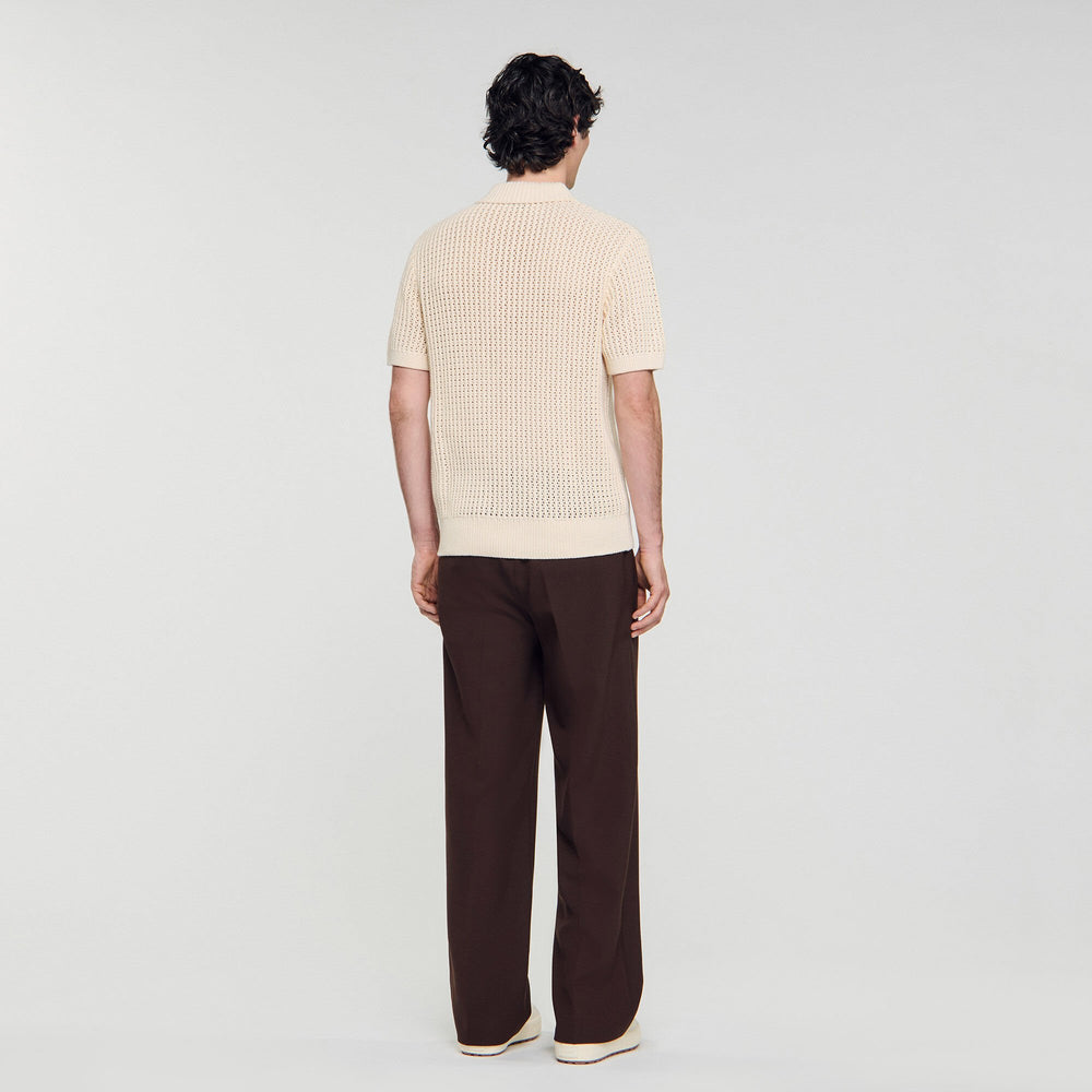 Cotton shirt with polo collar Butter Cream Sandro Men