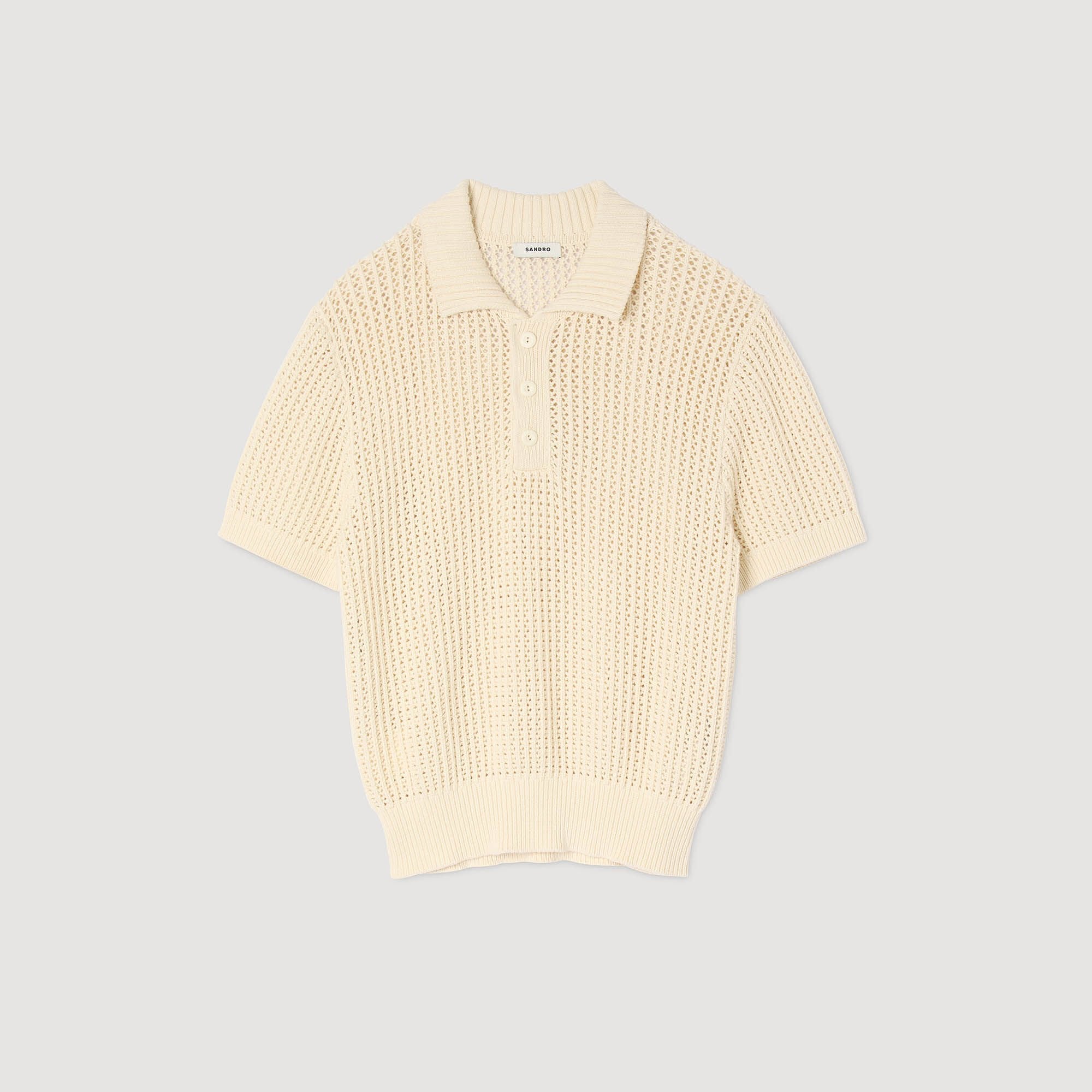 Cotton shirt with polo collar Butter Cream Sandro Men