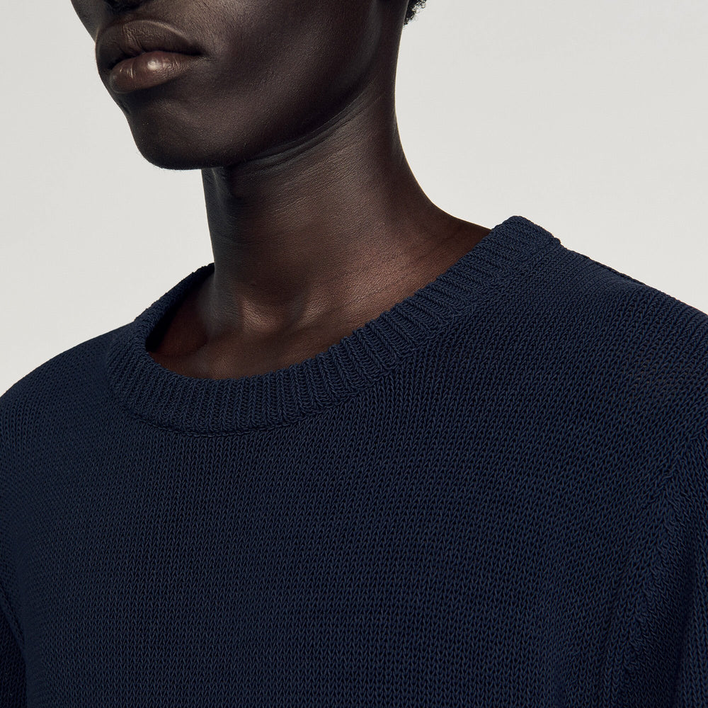 Fine knit T-shirt Navy Blue Sandro Men