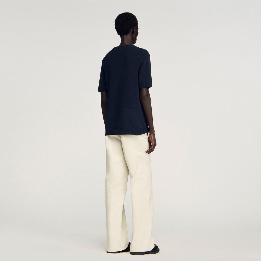 Fine knit T-shirt Navy Blue Sandro Men