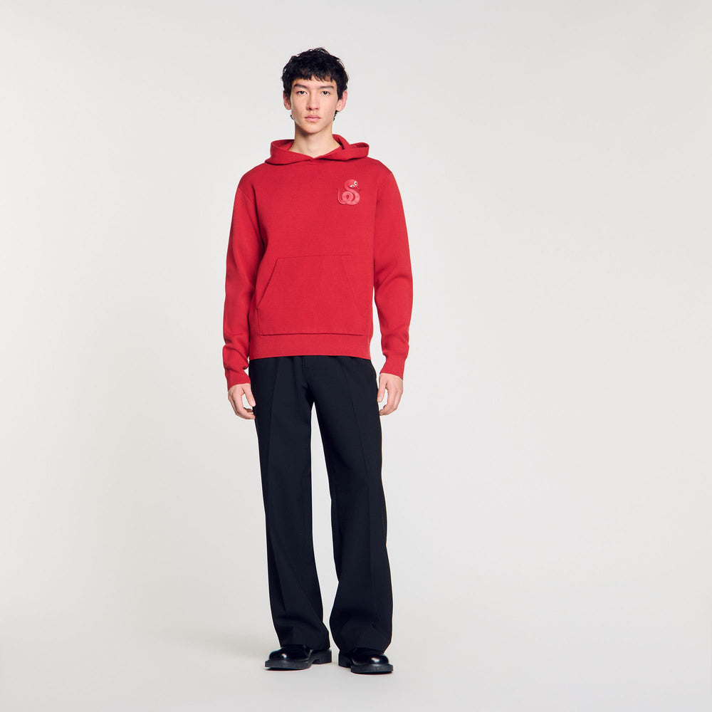 Knit sweatshirt with snake detail Red Sandro Men