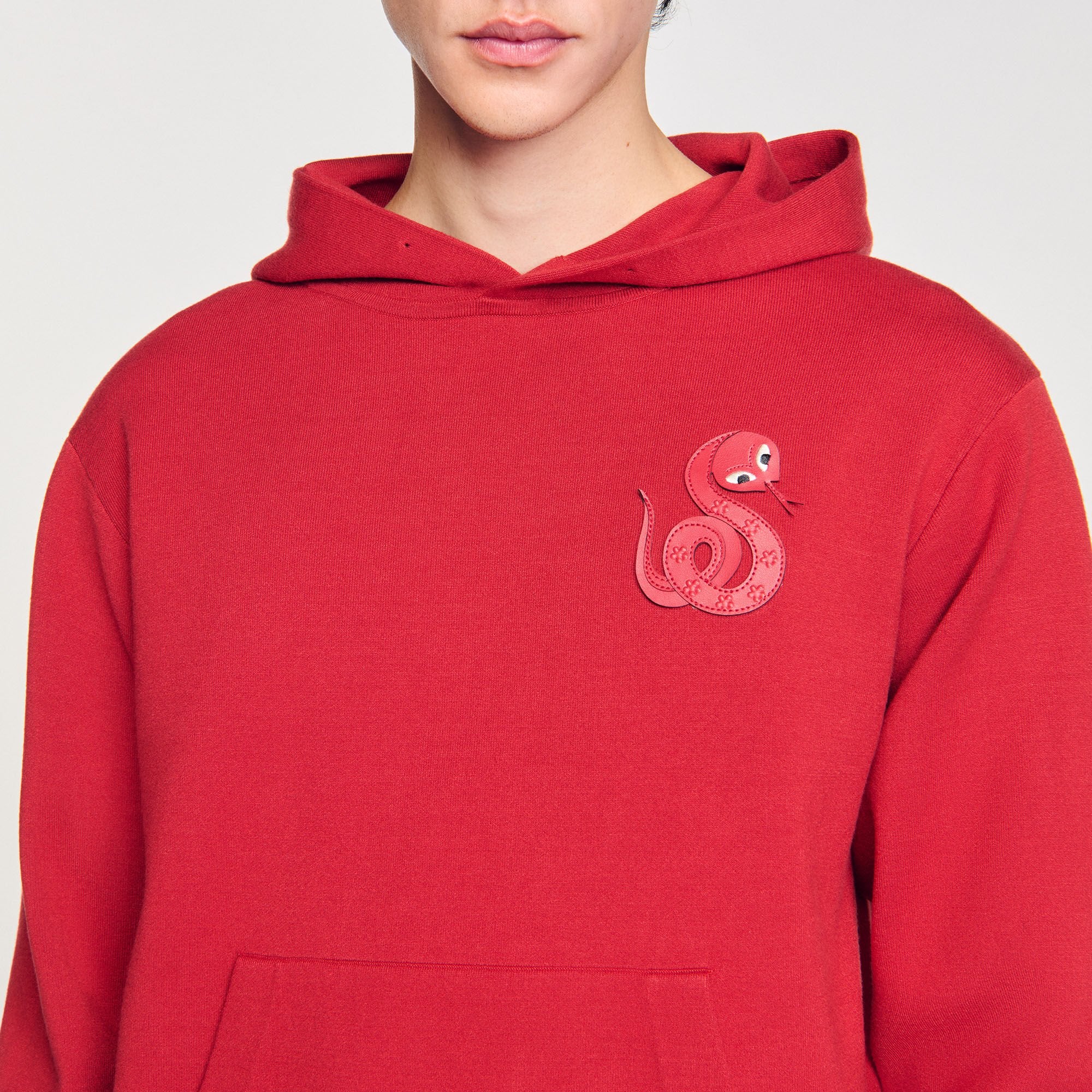 Knit sweatshirt with snake detail Red Sandro Men