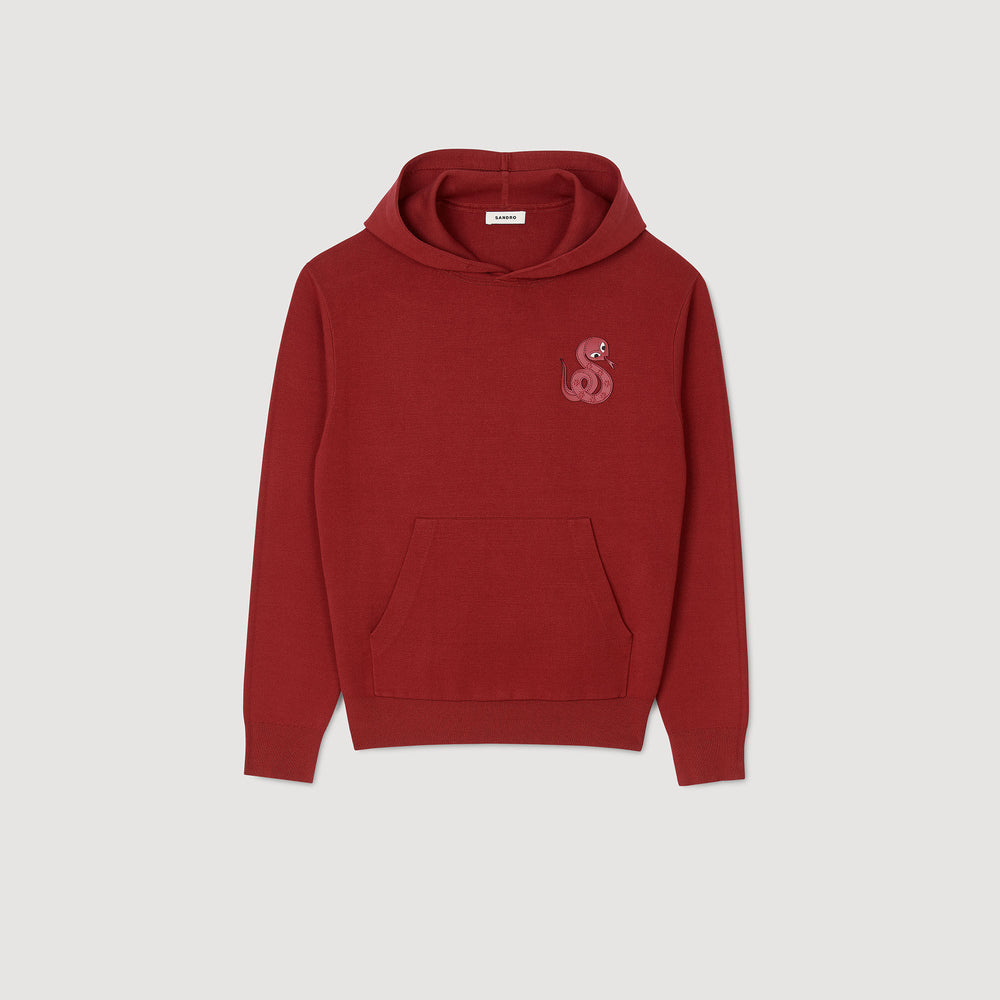 Knit sweatshirt with snake detail Red Sandro Men