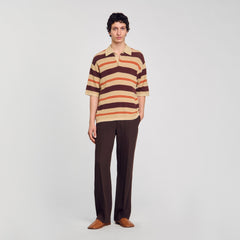 Striped knit polo shirt Nut Sandro Men