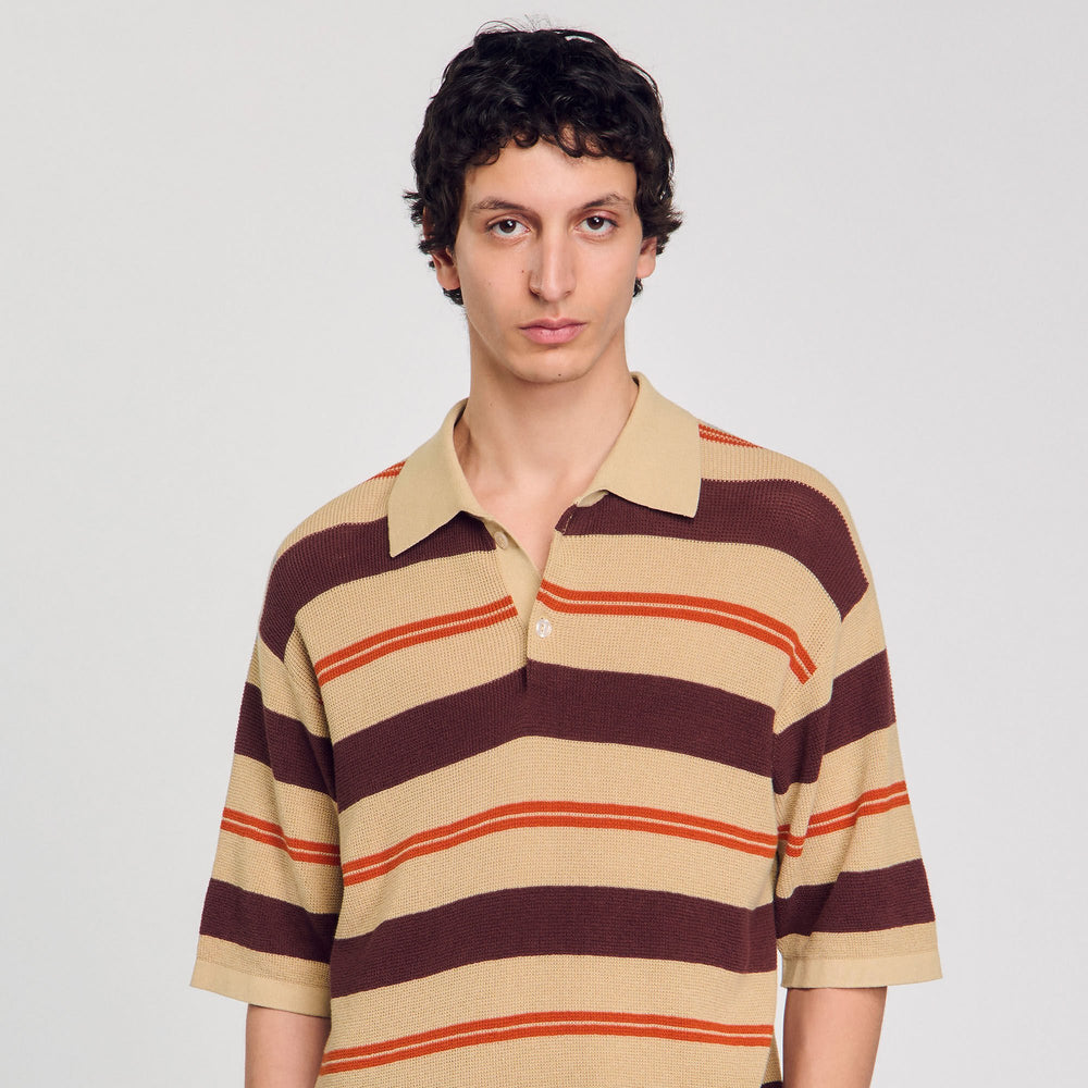 Striped knit polo shirt Nut Sandro Men