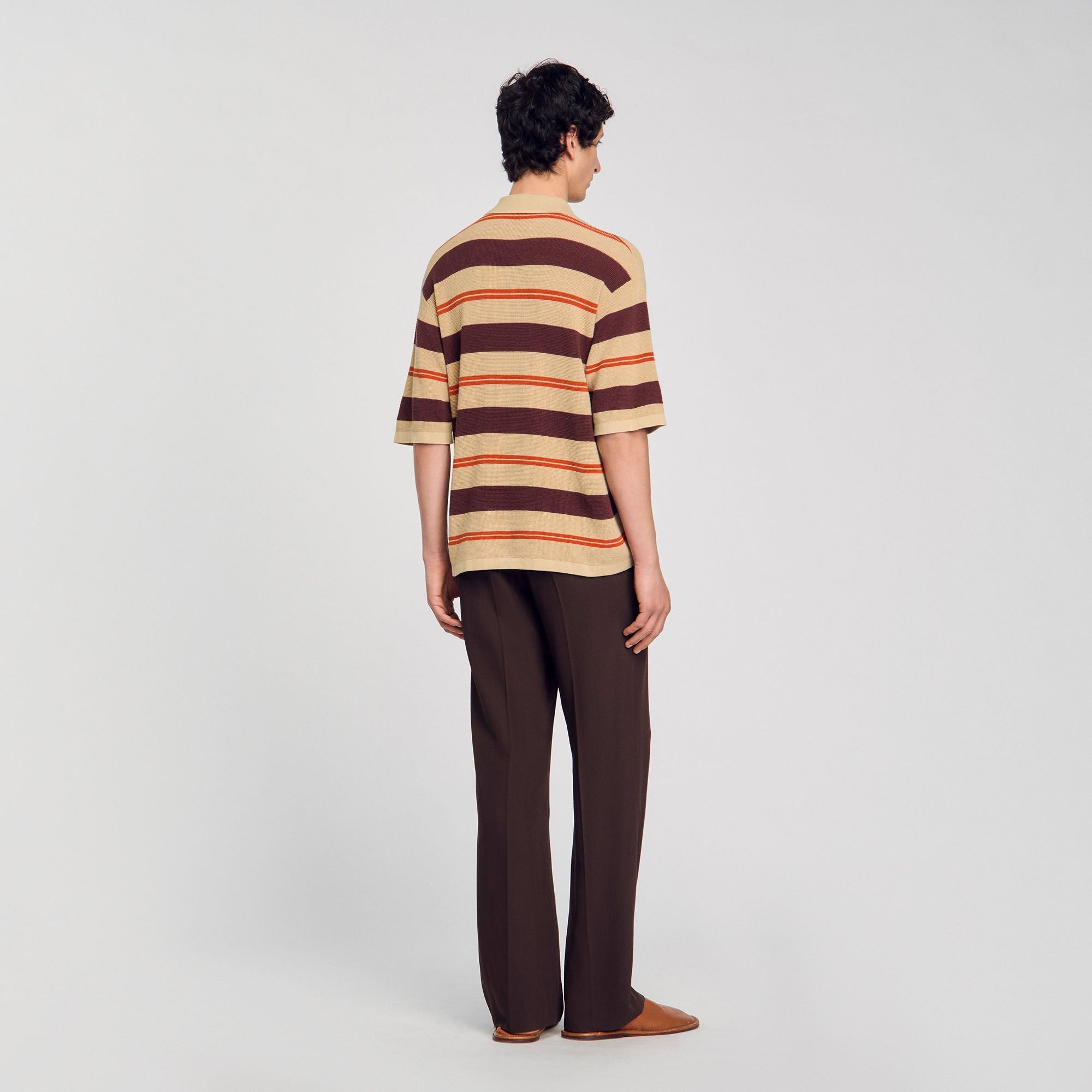 Striped knit polo shirt Nut Sandro Men