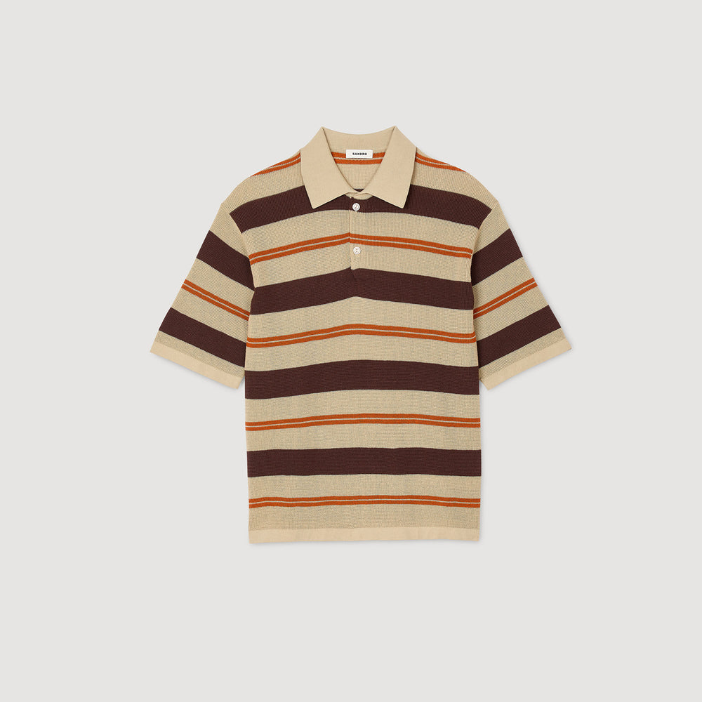 Striped knit polo shirt Nut Sandro Men