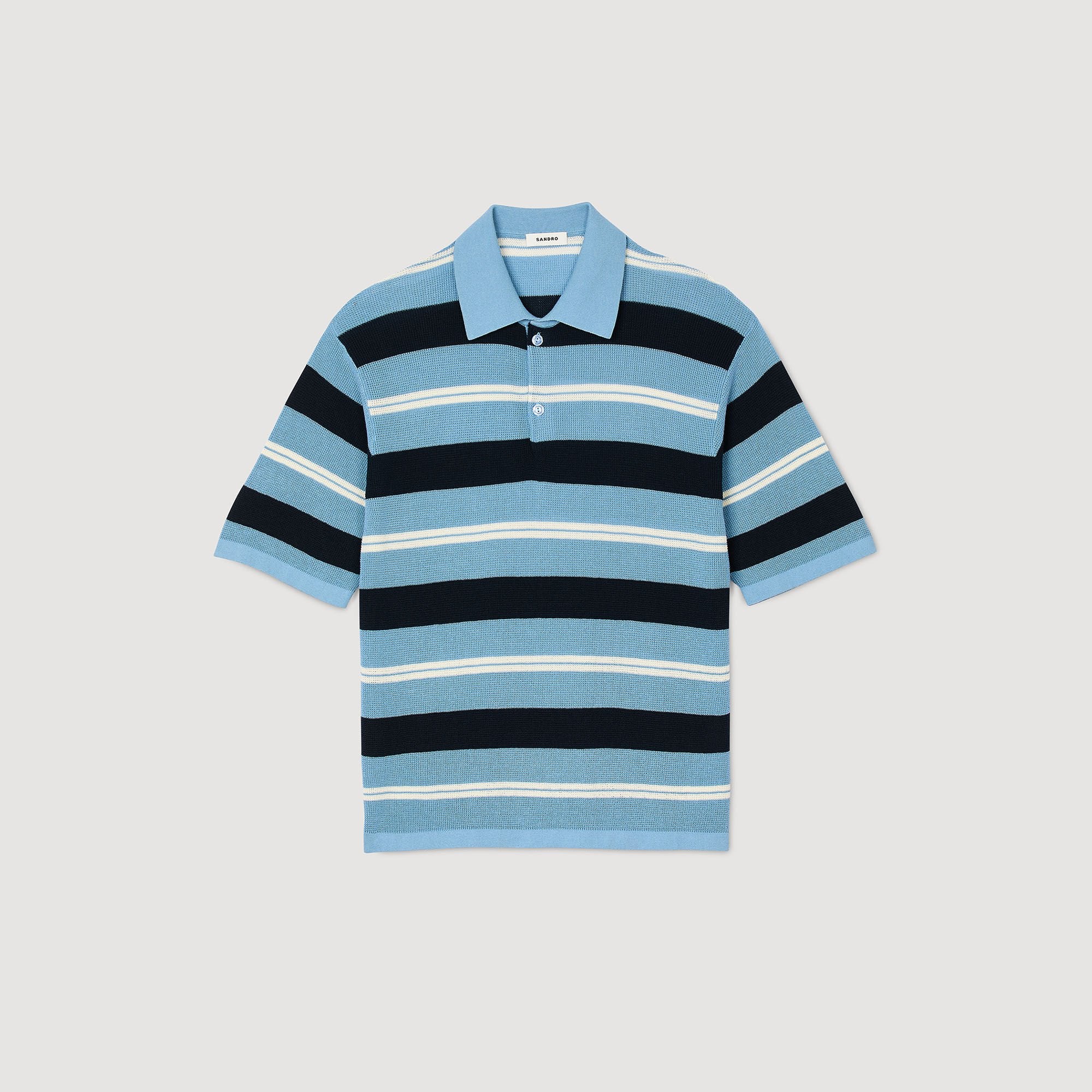 Striped knit polo shirt Chambray Sandro Men