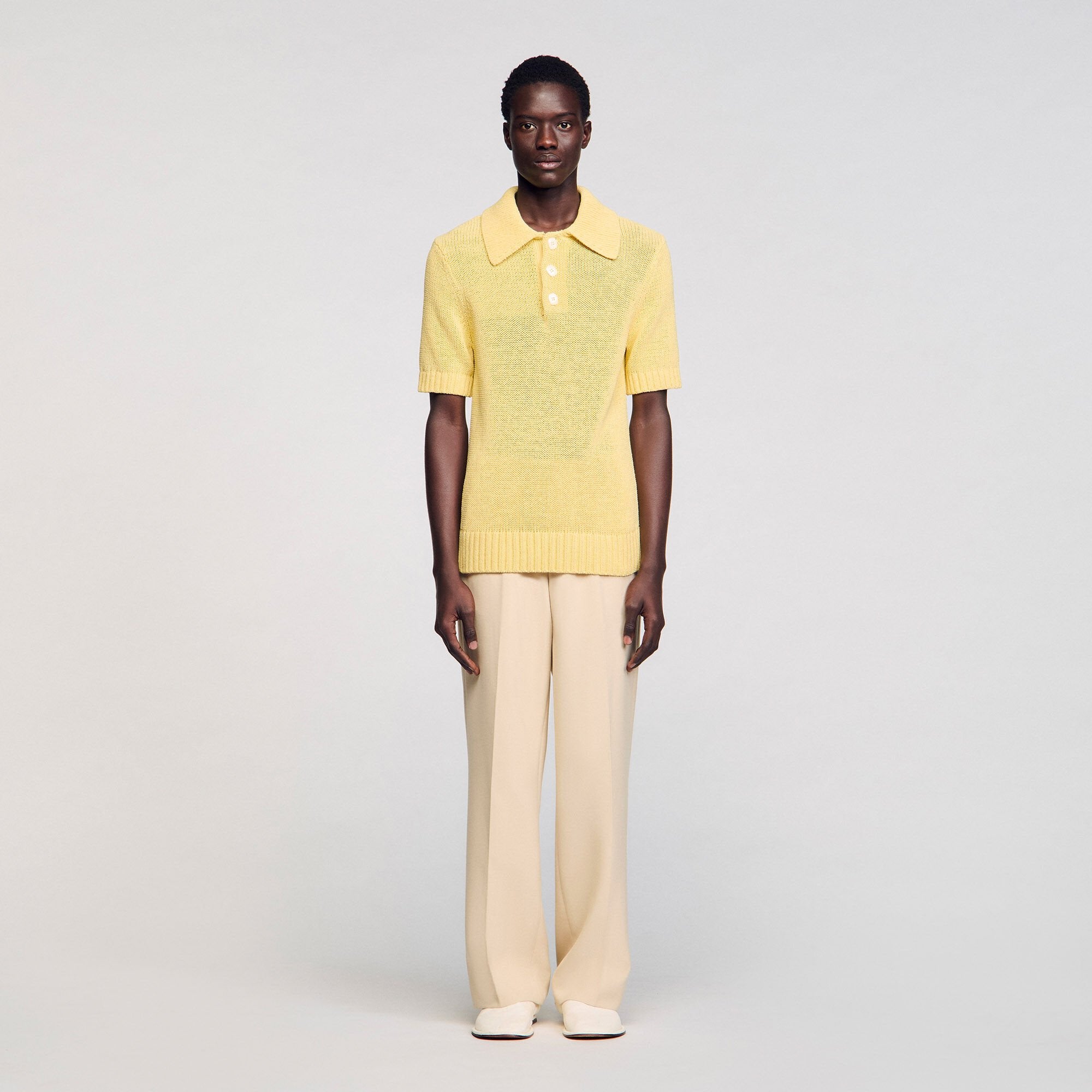 Knit polo shirt Yellow Sandro Men