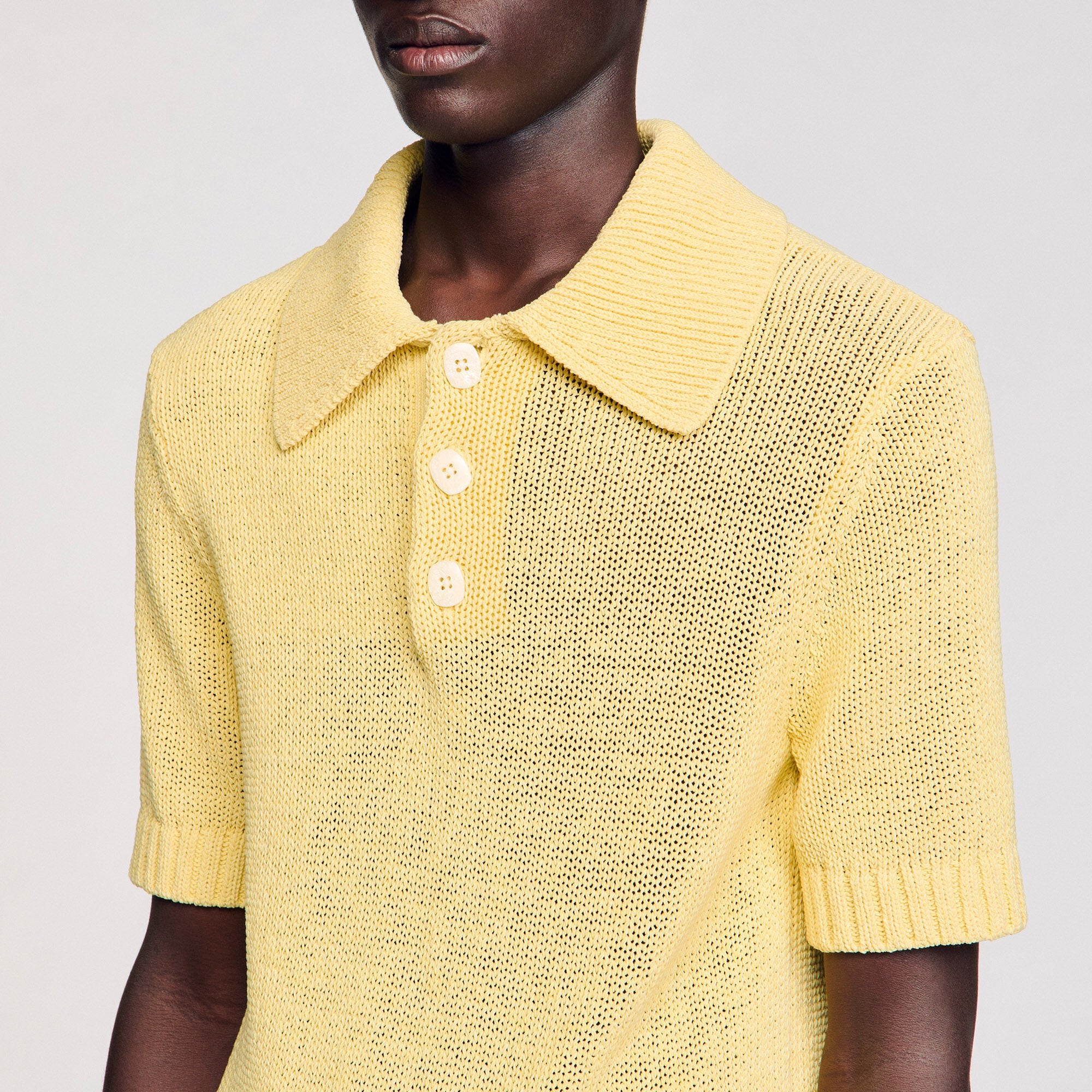 Knit polo shirt Yellow Sandro Men