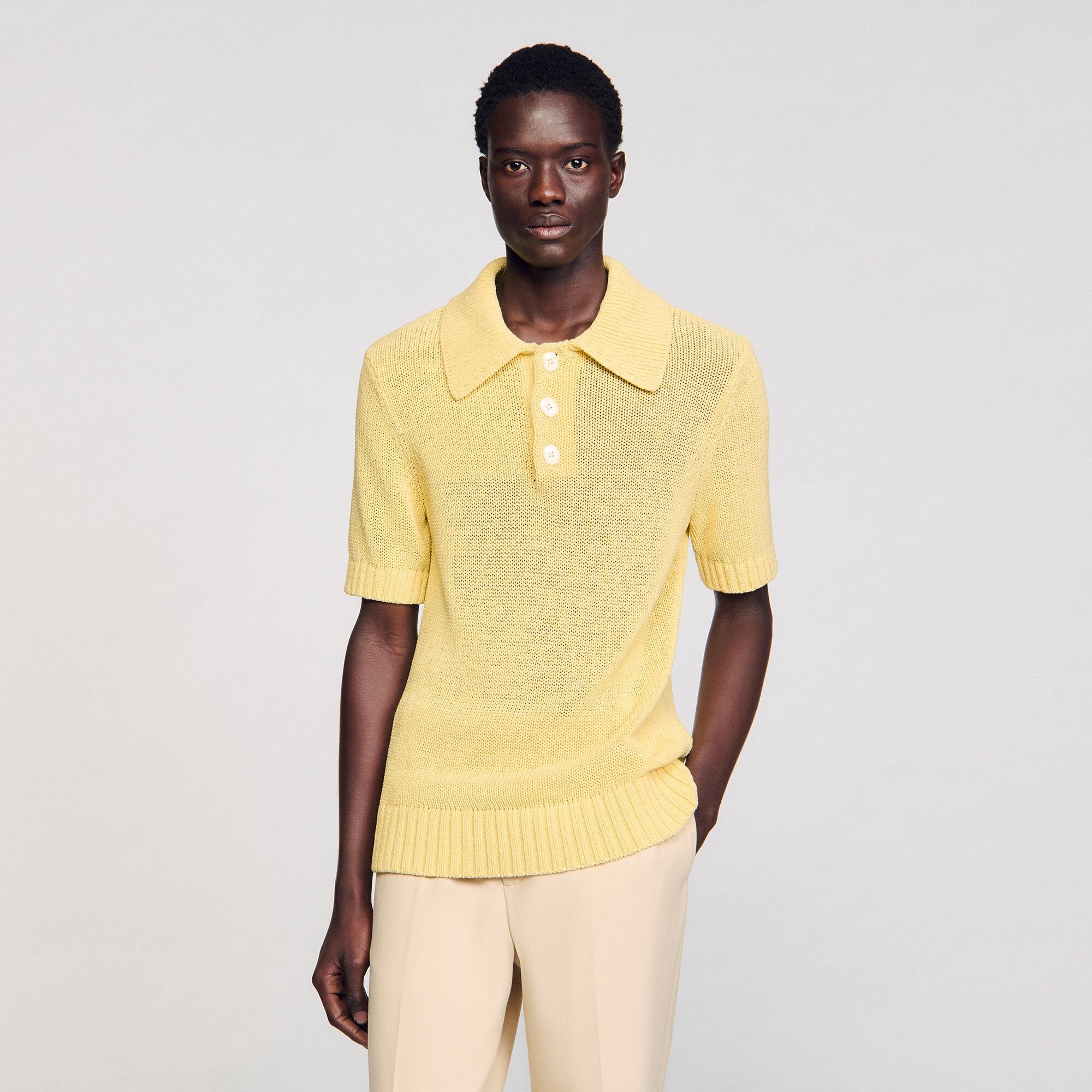 Knit polo shirt Yellow Sandro Men
