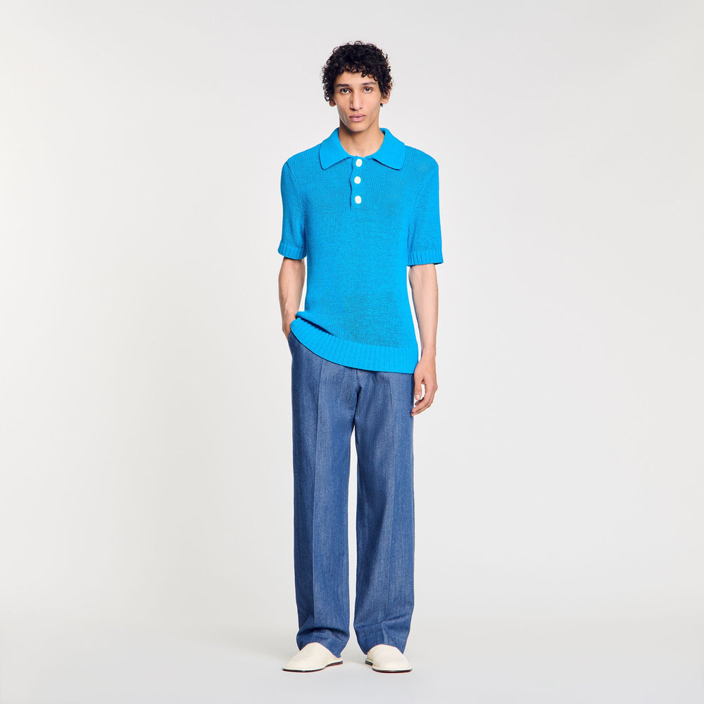 Knit polo shirt Azur. Sandro Men