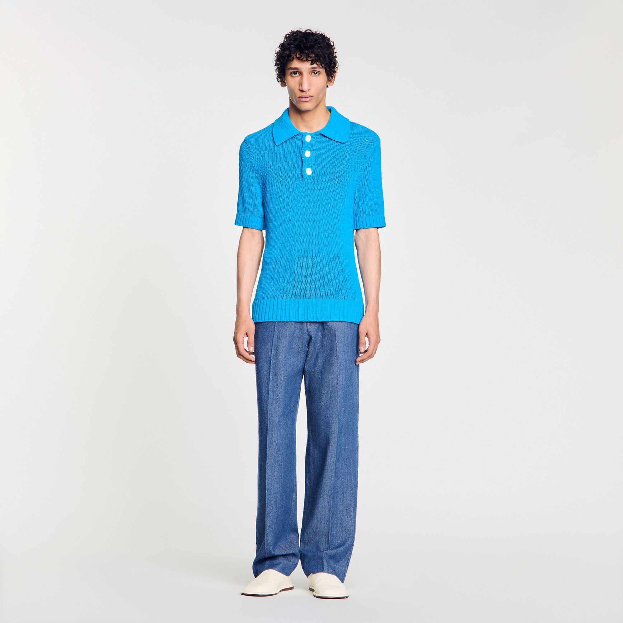 Knit polo shirt Azur. Sandro Men