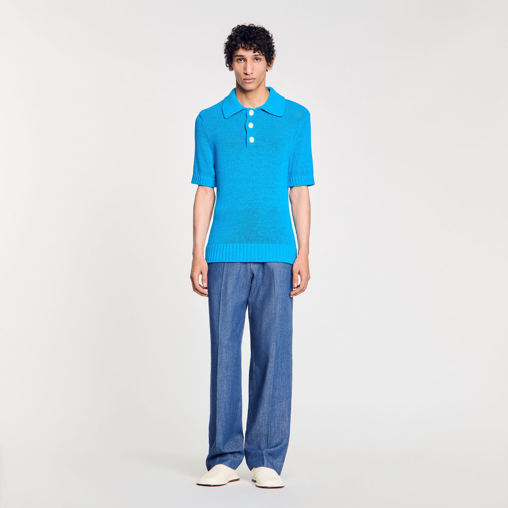 Knit polo shirt Azur. Sandro Men