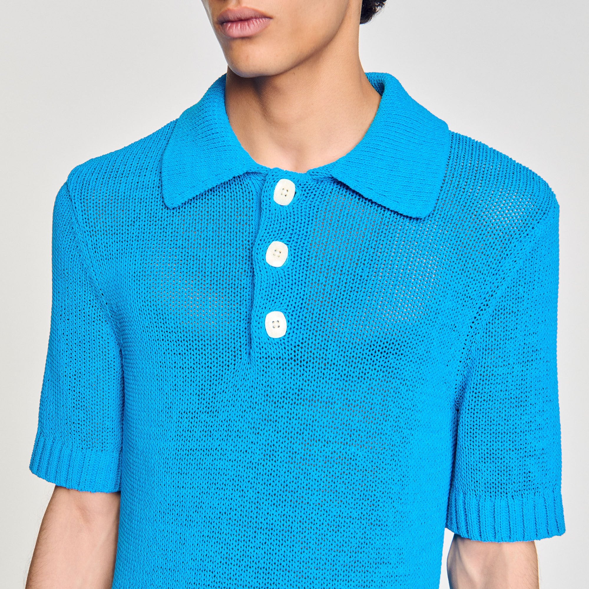Knit polo shirt Azur. Sandro Men