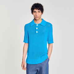 Knit polo shirt Azur. Sandro Men