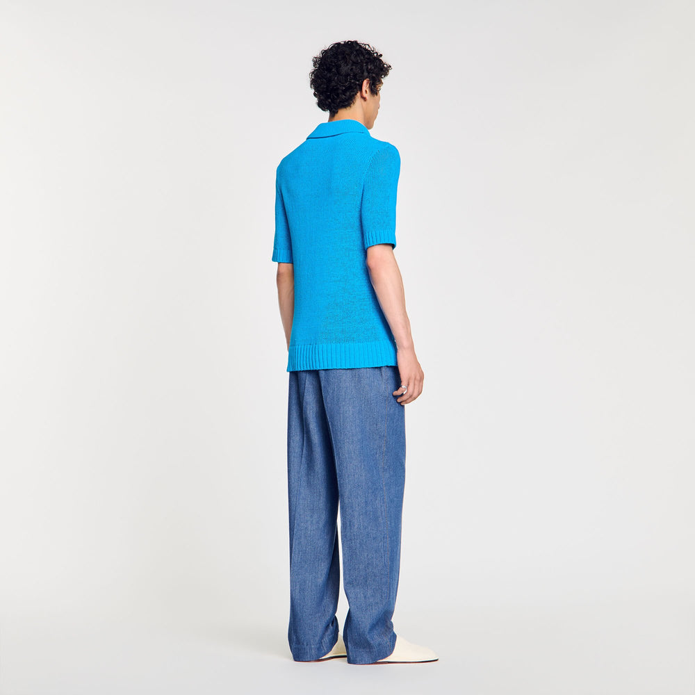 Knit polo shirt Azur. Sandro Men