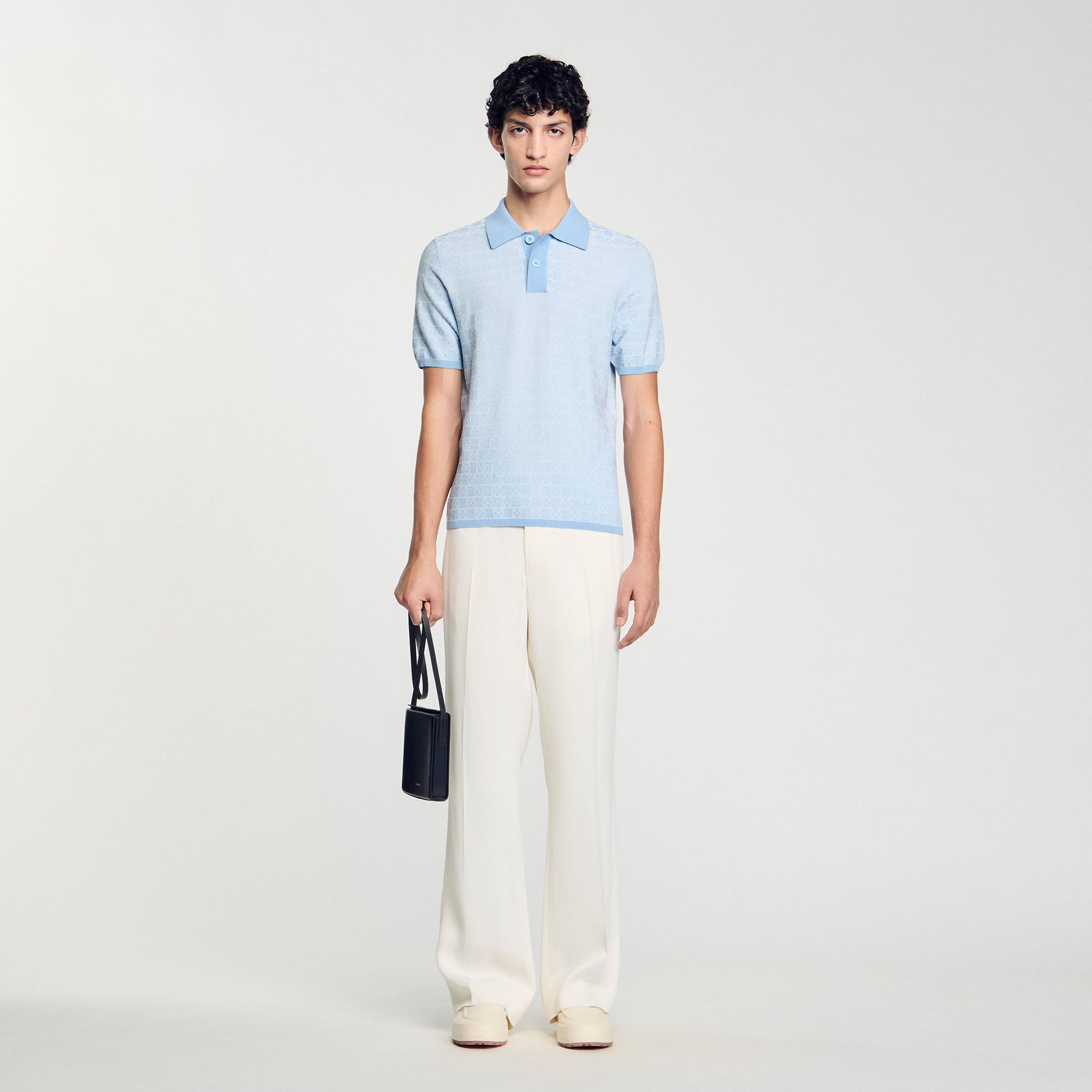 Square Cross polo shirt Blue Sky Sandro Men