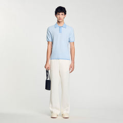 Square Cross polo shirt Blue Sky Sandro Men